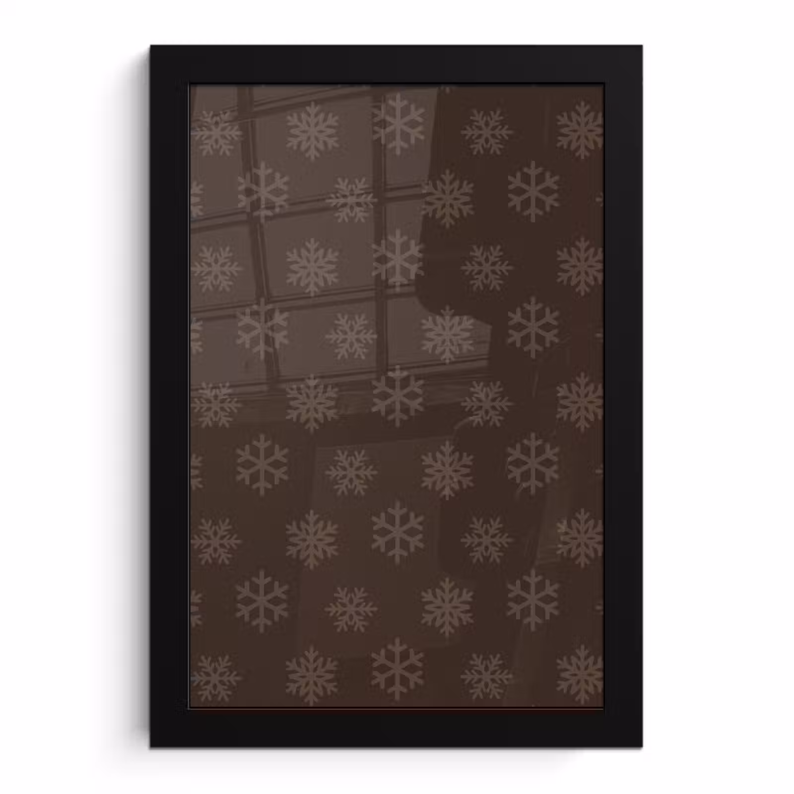 Poster met lijst - Sneeuwvlok - Bruin - Kerst — 1