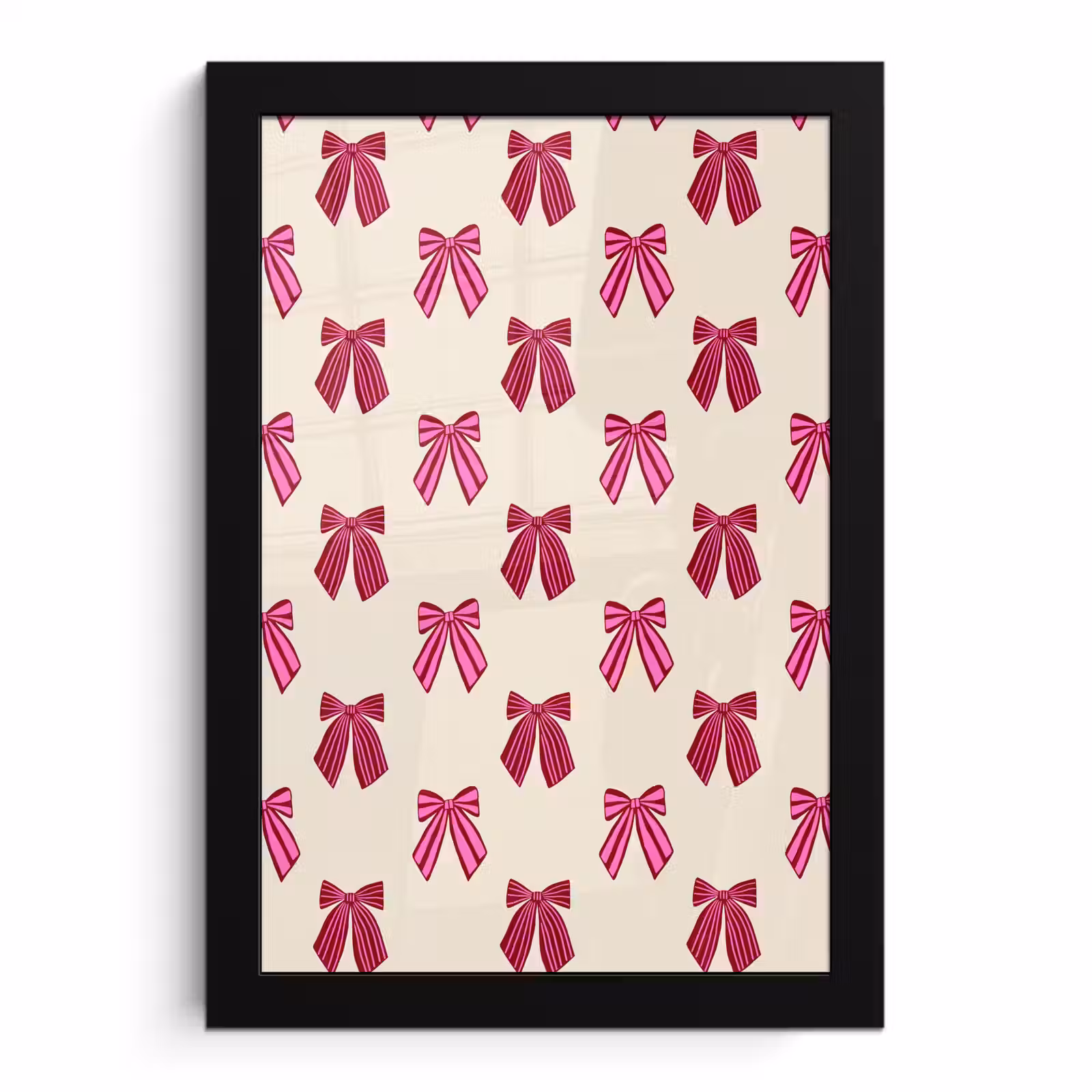 Poster met lijst - Strikken - Kerst - Roze - Crème — 1
