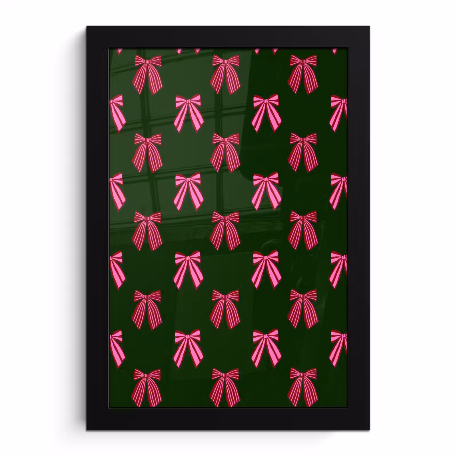 Poster met lijst - Strikken - Kerst - Roze - Groen — 1