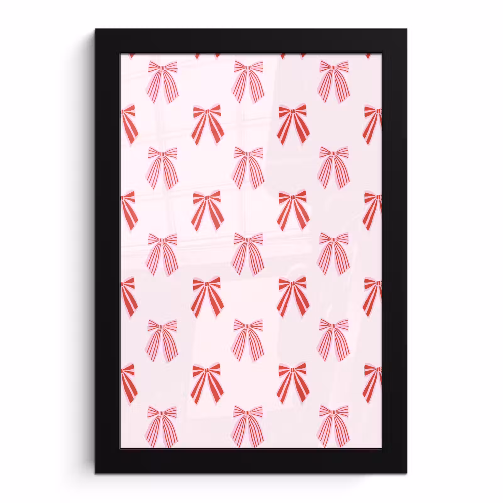 Poster met lijst - Strikken - Kerst - Roze - Rood — 1