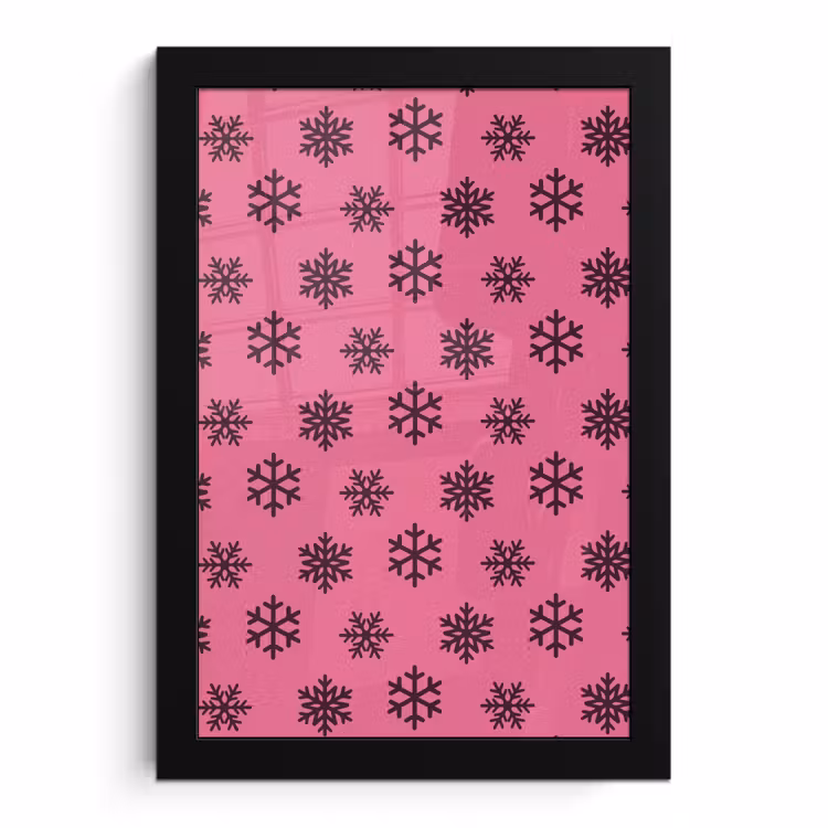 Poster met lijst - Sneeuwvlok - Paars - Roze - Kerst — 1