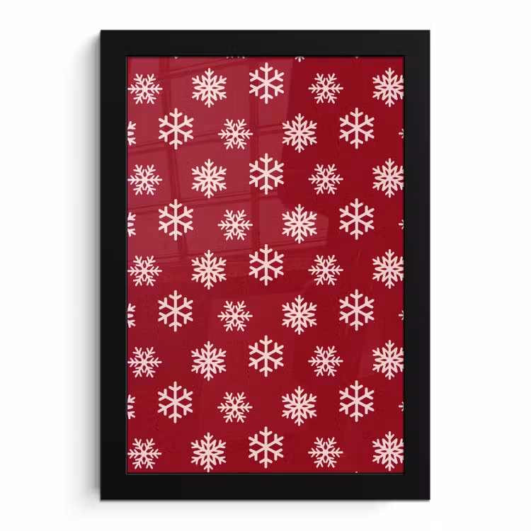 Poster met lijst - Sneeuwvlok - Rood - Roze - Kerst — 1