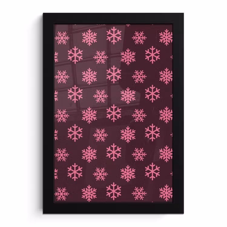 Poster met lijst - Sneeuwvlok - Roze - Paars - Kerst — 1