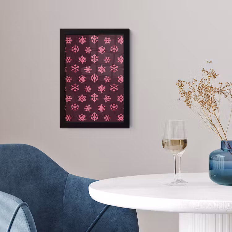 Poster met lijst - Sneeuwvlok - Roze - Paars - Kerst — 2