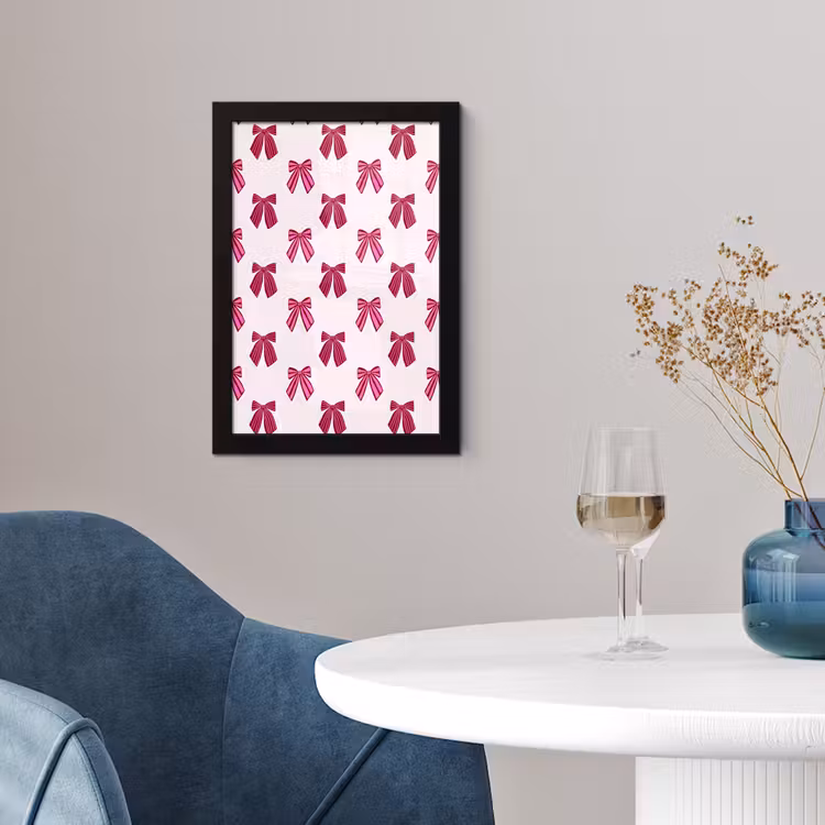 Poster met lijst - Strikken - Kerst - Roze — 2