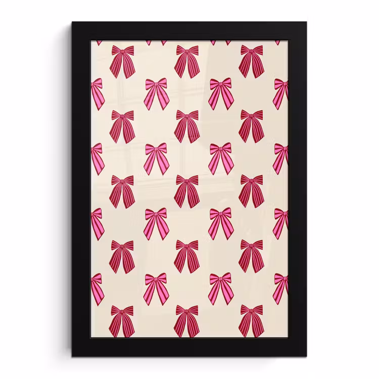 Poster met lijst - Strikken - Kerst - Roze - Crème — 1