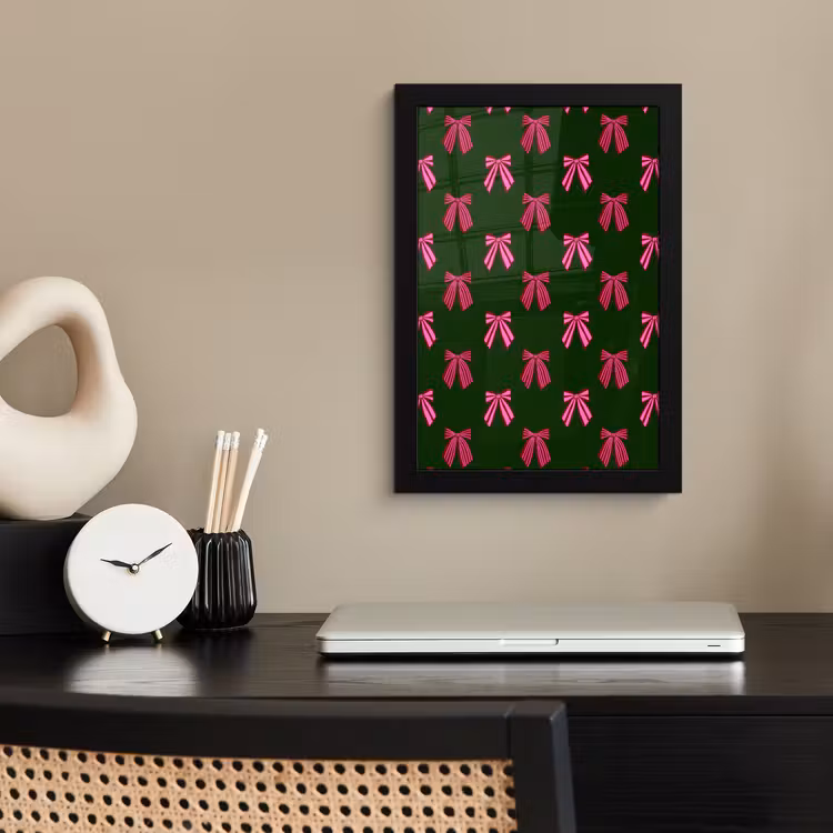 Poster met lijst - Strikken - Kerst - Roze - Groen — 3