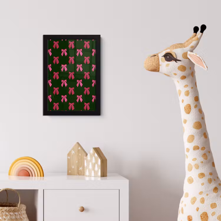 Poster met lijst - Strikken - Kerst - Roze - Groen — 5