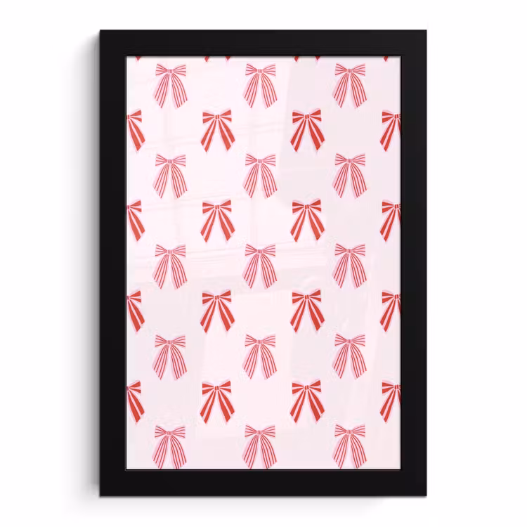 Poster met lijst - Strikken - Kerst - Roze - Rood — 1