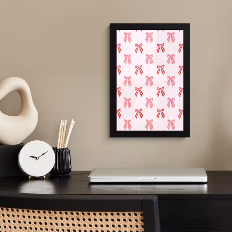 Poster met lijst - Strikken - Kerst - Roze - Rood — 3