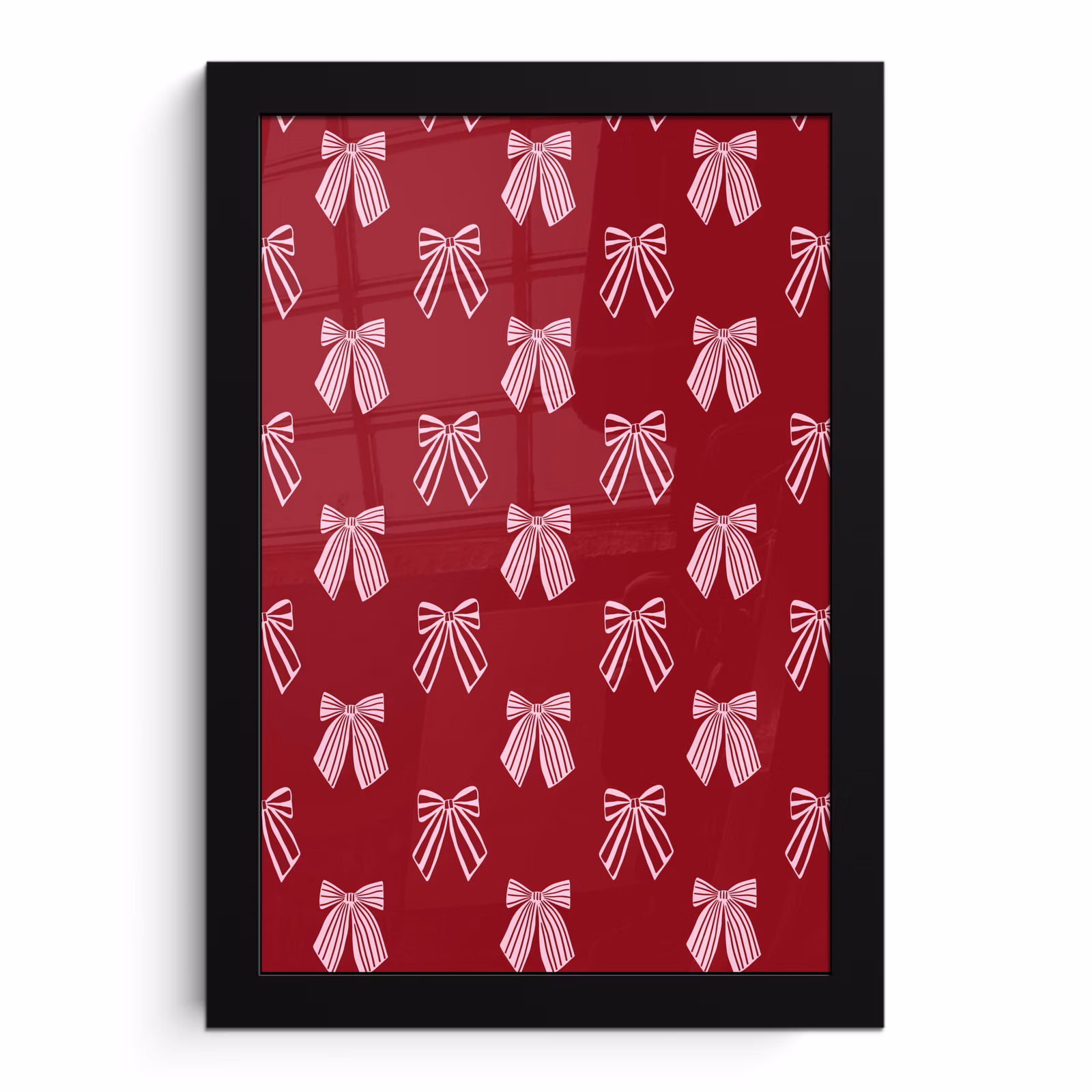 Poster met lijst - Strikken - Kerst - Burgundy - Roze — 1