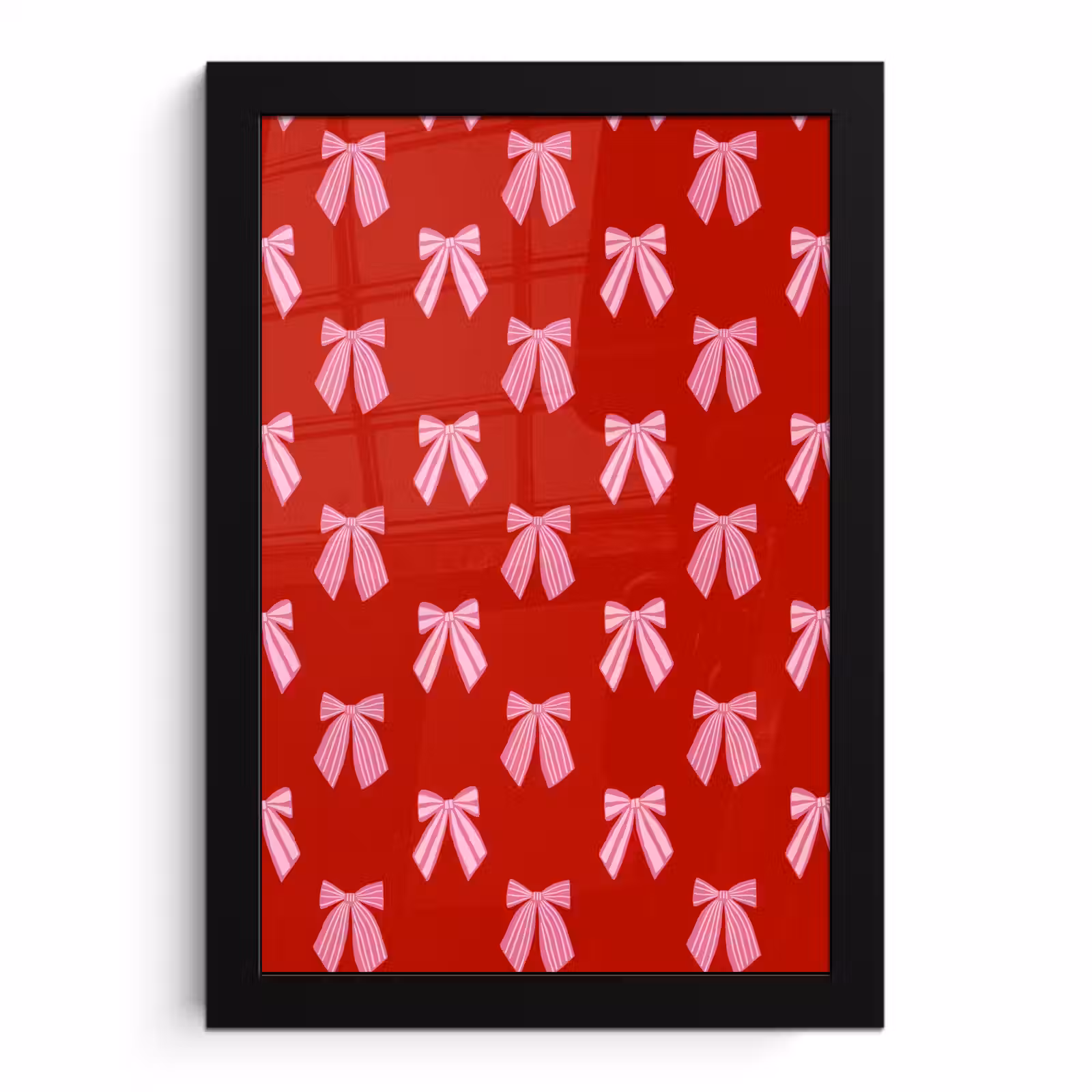 Poster met lijst - Strikken - Kerst - Rood - Roze — 1