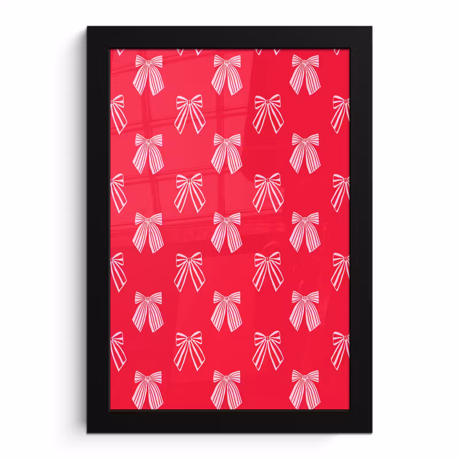 Poster met lijst - Strikken - Kerstmis - Rood - Roze — 1