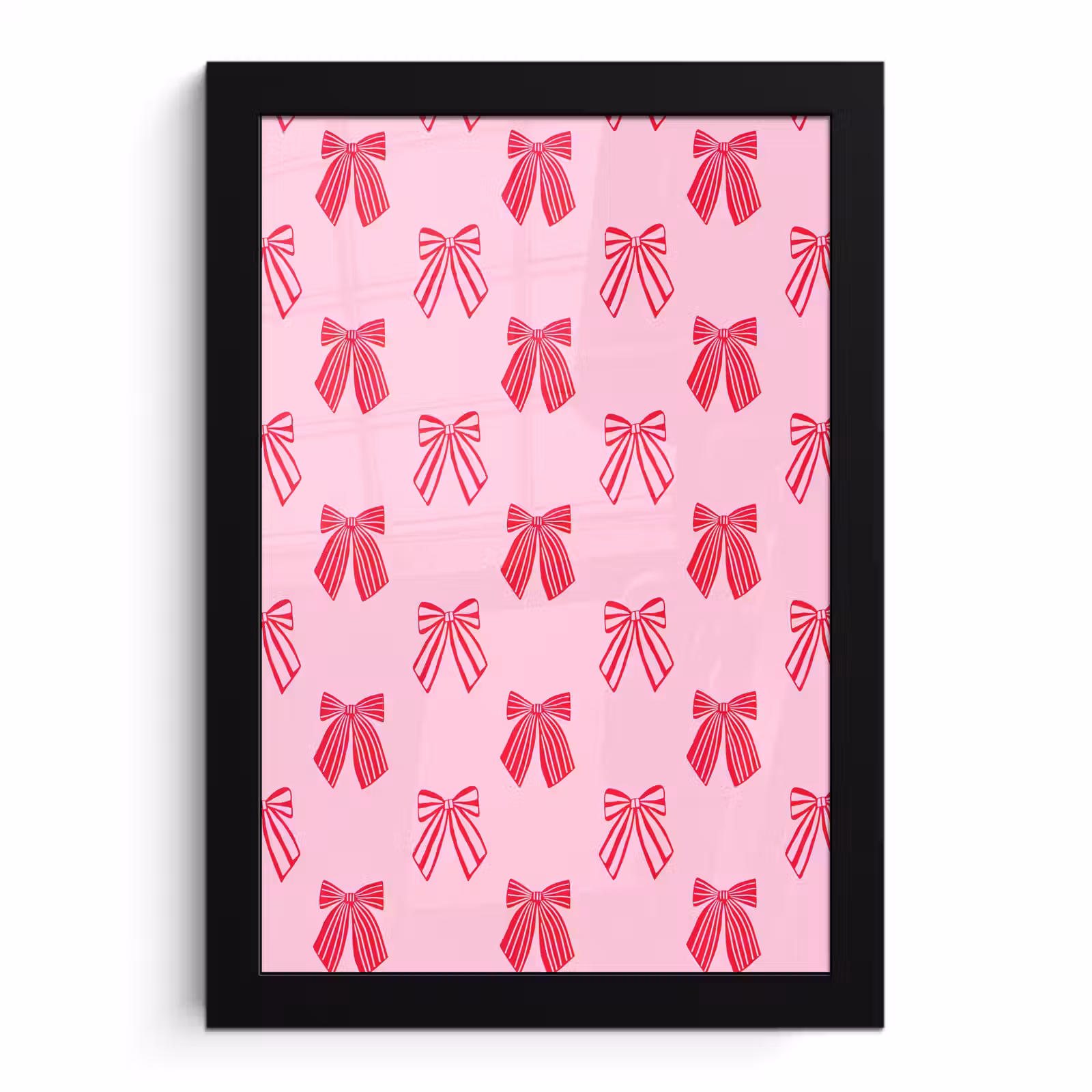 Poster met lijst - Strikken - Kerstmis - Roze - Rood — 1