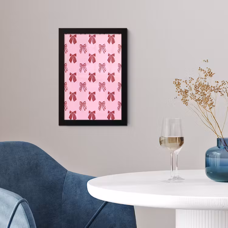 Poster met lijst - Strikken - Kerst - Roze - Burgundy — 2