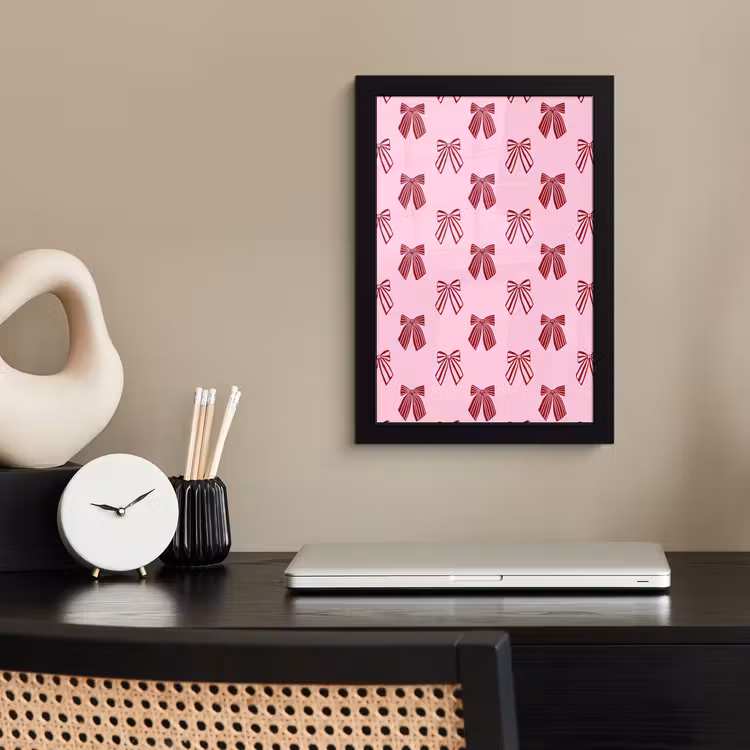Poster met lijst - Strikken - Kerst - Roze - Burgundy — 3