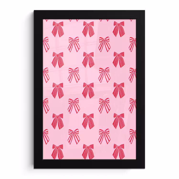 Poster met lijst - Strikken - Kerstmis - Roze - Rood — 1