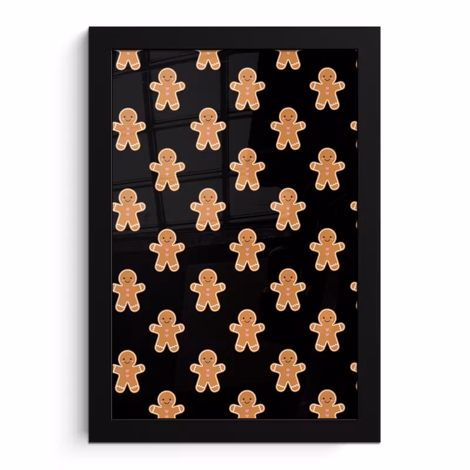 Poster met lijst - Peperkoek - Kerst - Zwart — 1
