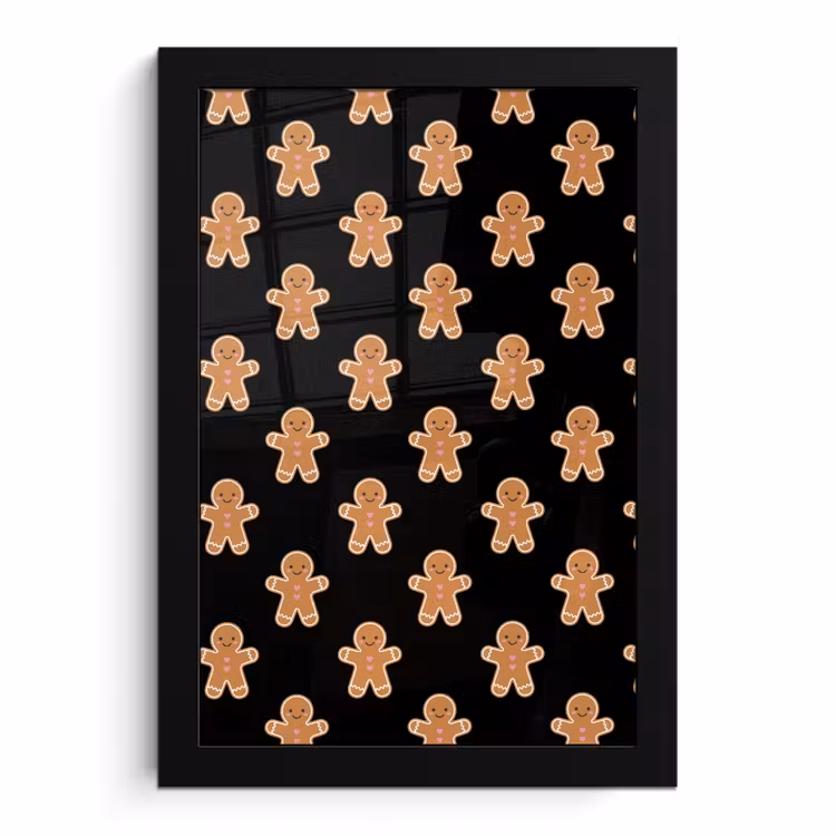 Poster met lijst - Peperkoek - Kerst - Zwart — 1