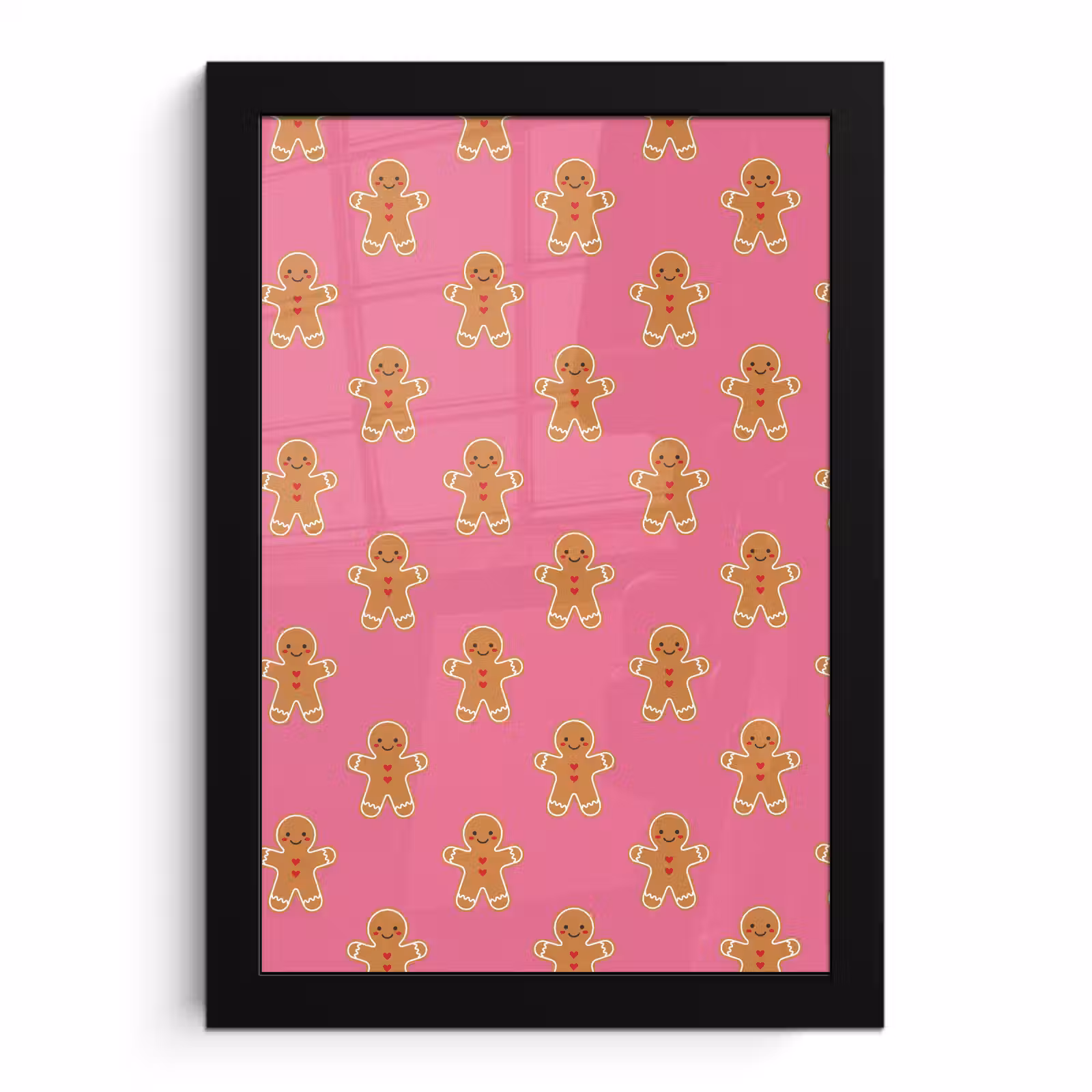 Poster met lijst - Peperkoek - Kerst - Roze - Bruin — 1