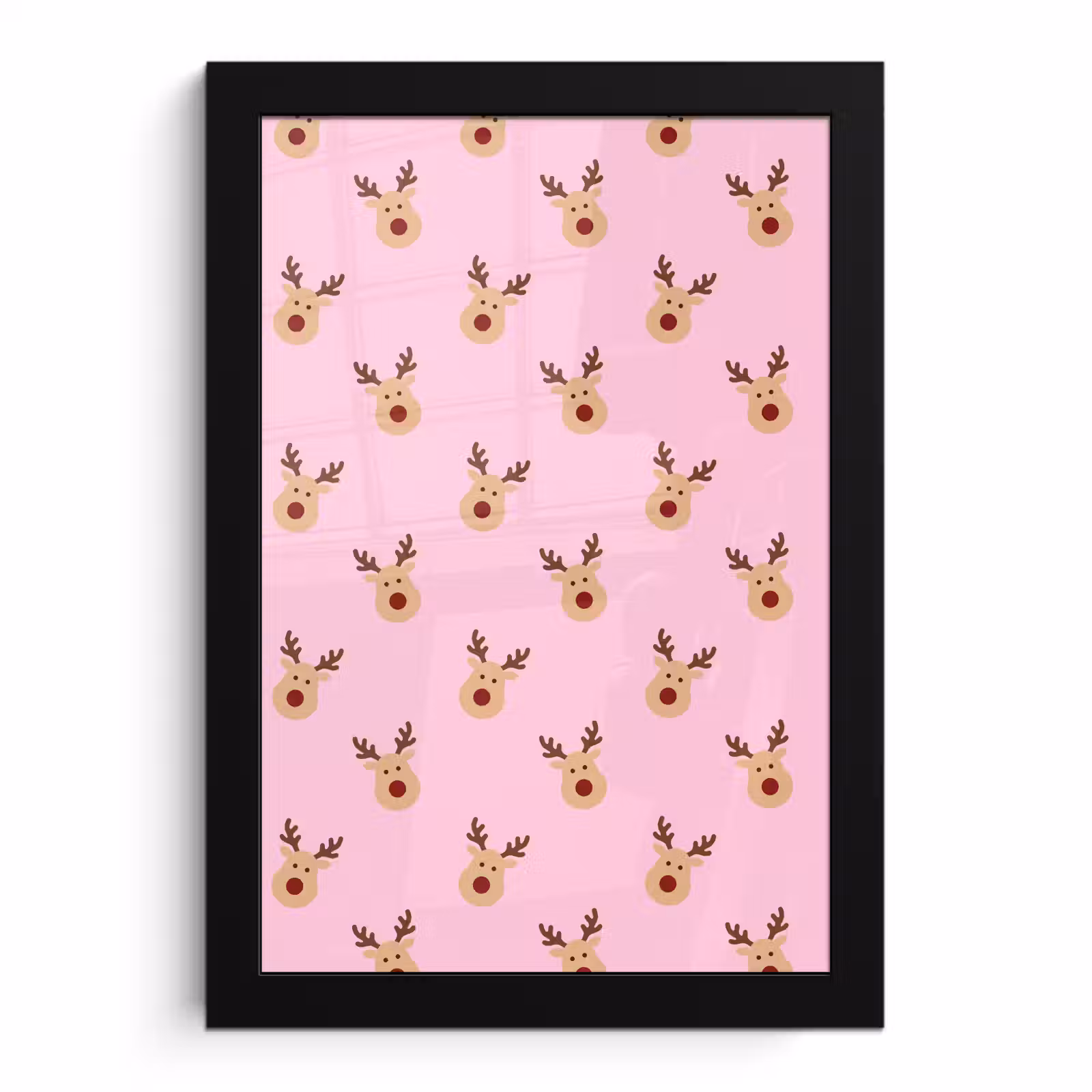 Poster met lijst - Rendieren - Kerst - Roze — 1