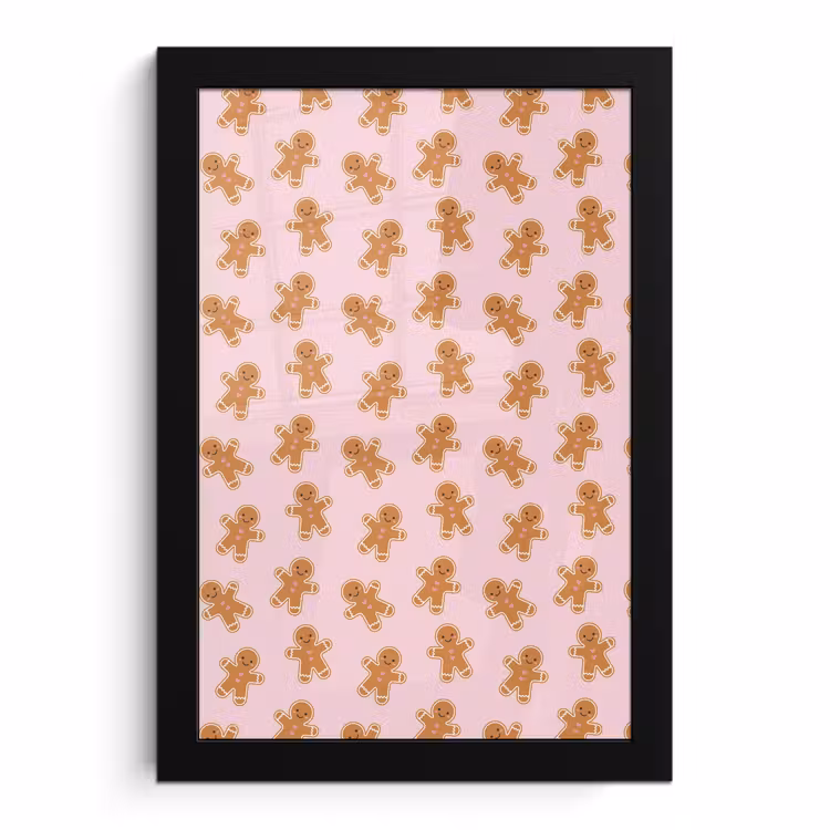 Poster met lijst - Peperkoek - Bruin - Roze - Kerst — 1