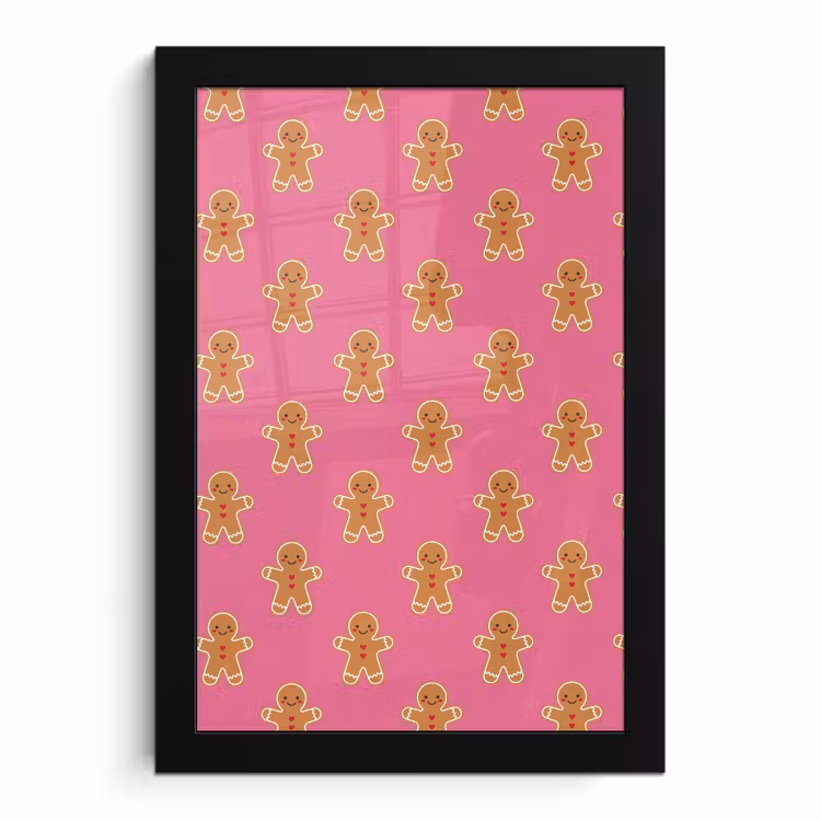 Poster met lijst - Peperkoek - Kerst - Roze - Bruin — 1
