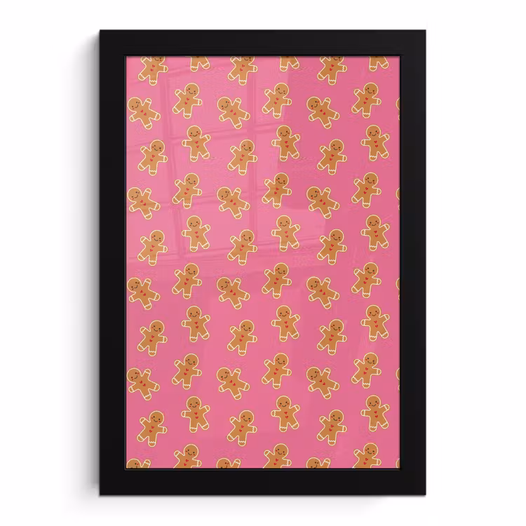Poster met lijst - Peperkoek - Roze - Bruin - Kerst — 1