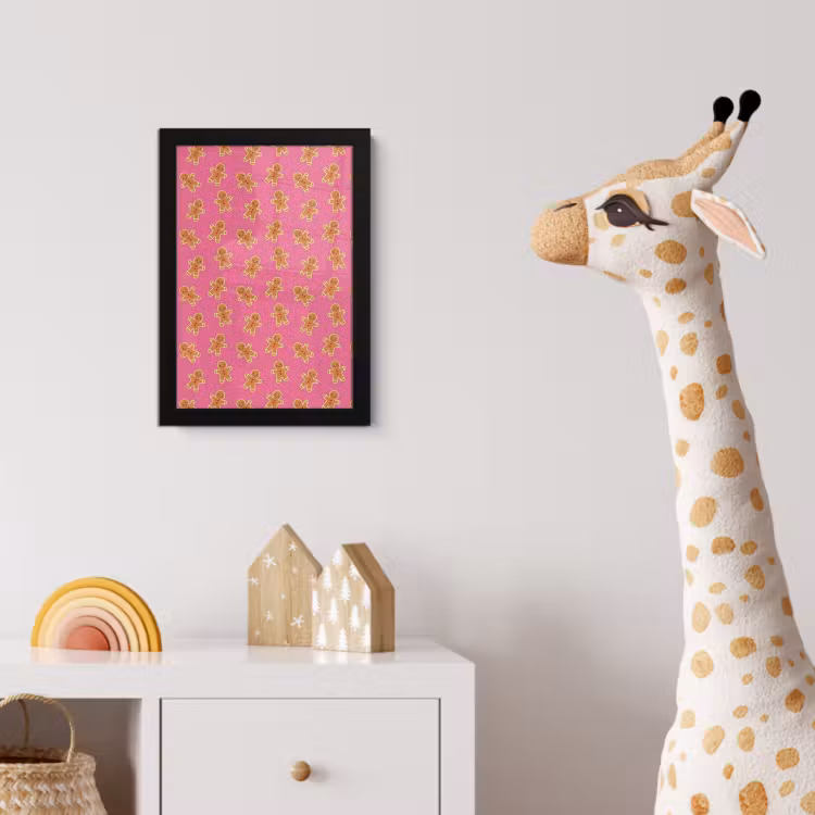 Poster met lijst - Peperkoek - Roze - Bruin - Kerst — 5