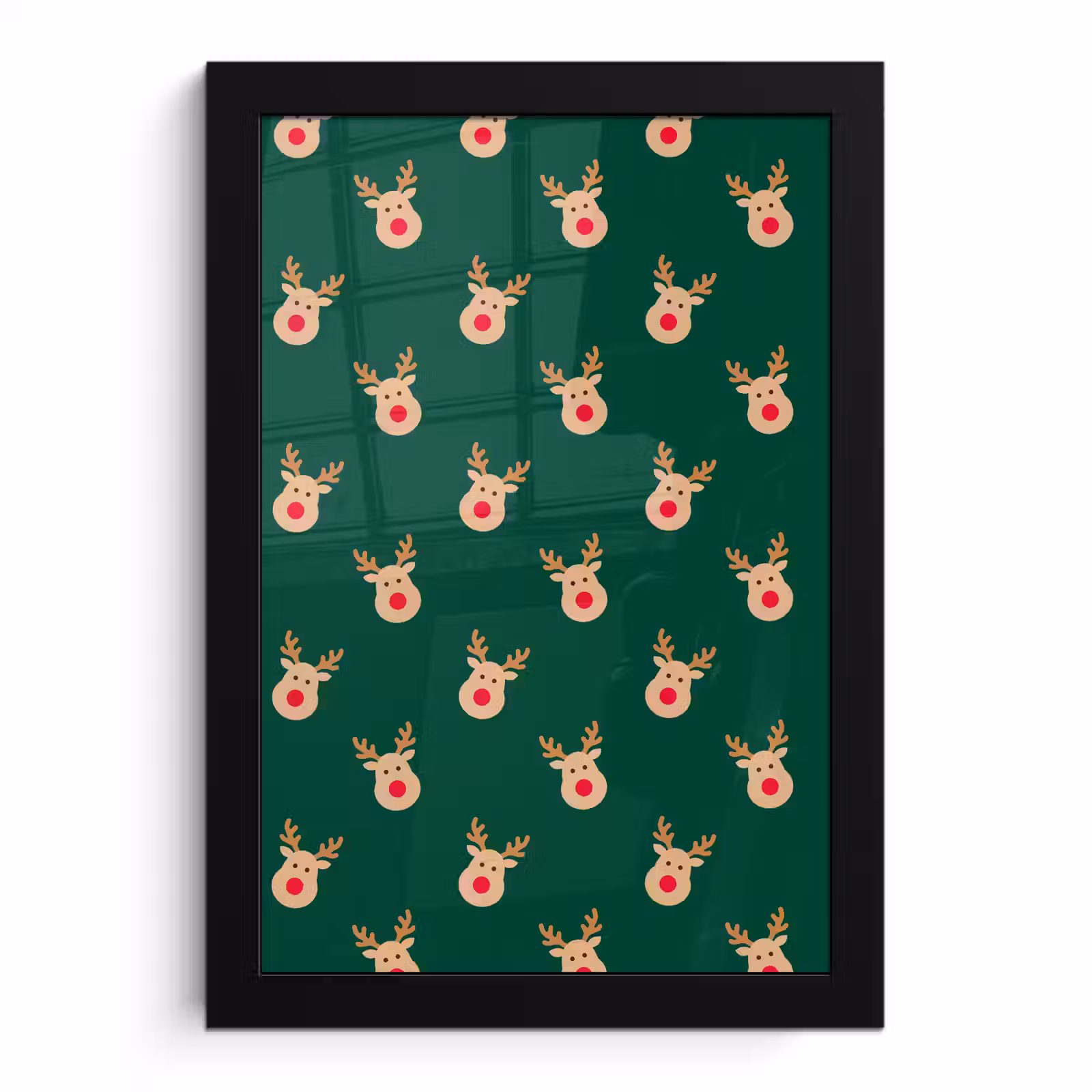 Poster met lijst - Rendieren - Kerst - Groen — 1