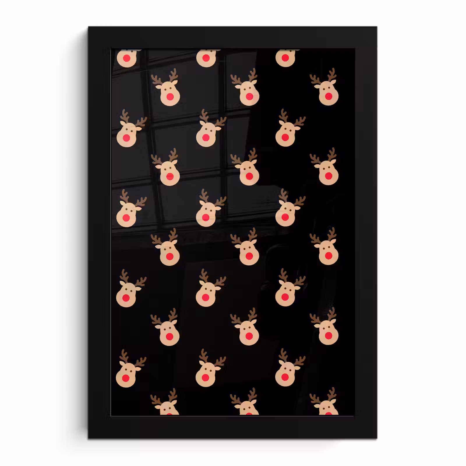 Poster met lijst - Rendieren - Kerst - Zwart — 1