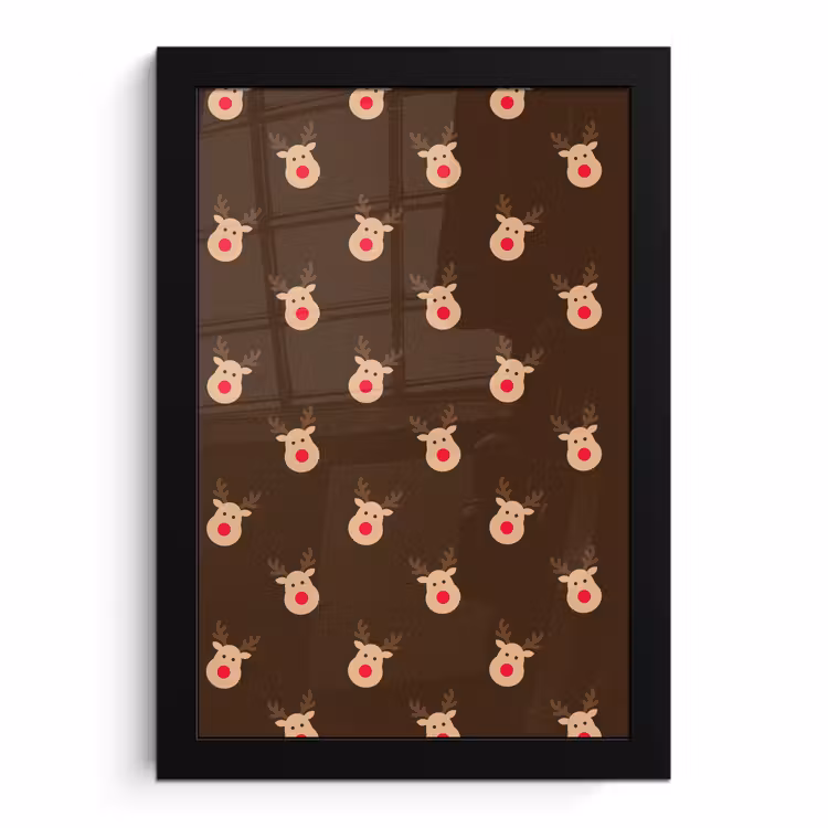 Poster met lijst - Rendieren - Kerst - Bruin — 1