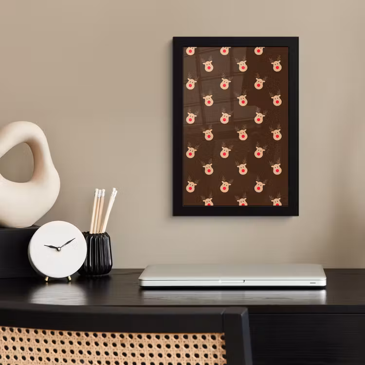 Poster met lijst - Rendieren - Kerst - Bruin — 3