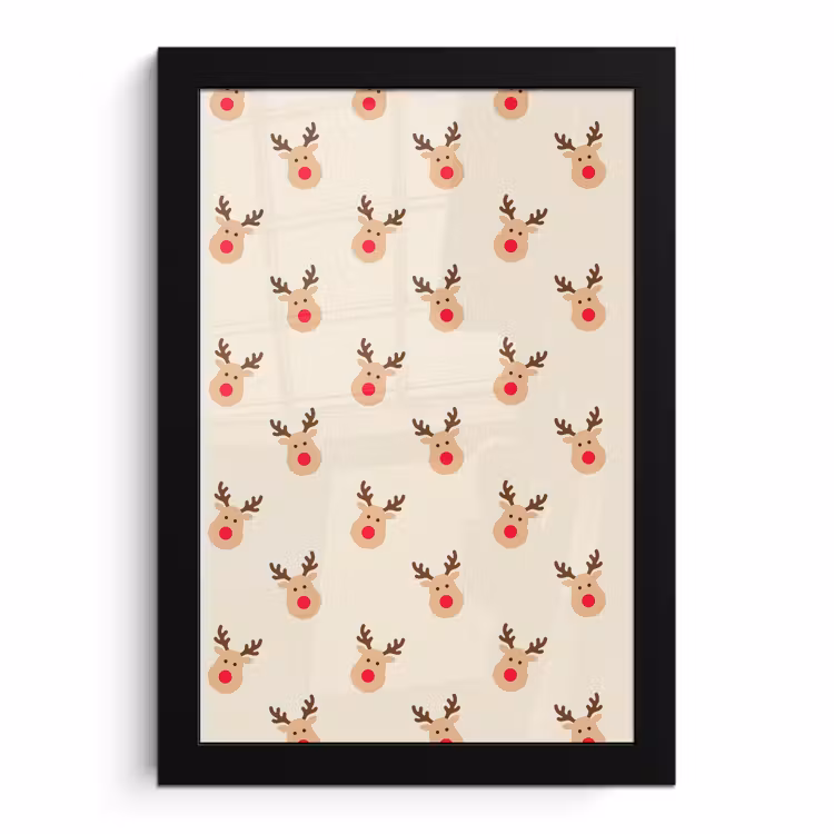 Poster met lijst - Rendieren - Kerst - Crème — 1