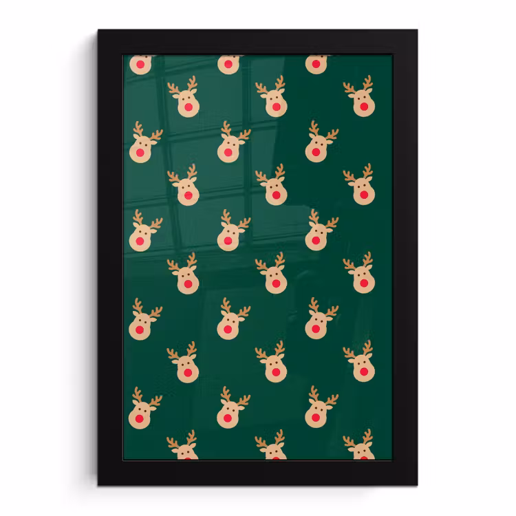 Poster met lijst - Rendieren - Kerst - Groen — 1