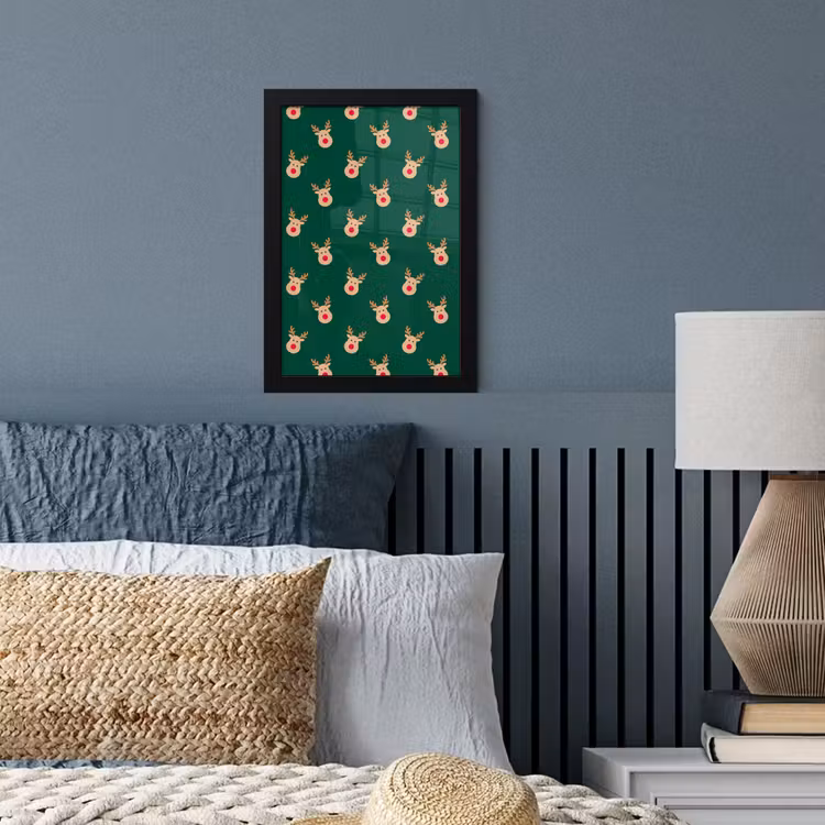 Poster met lijst - Rendieren - Kerst - Groen — 4