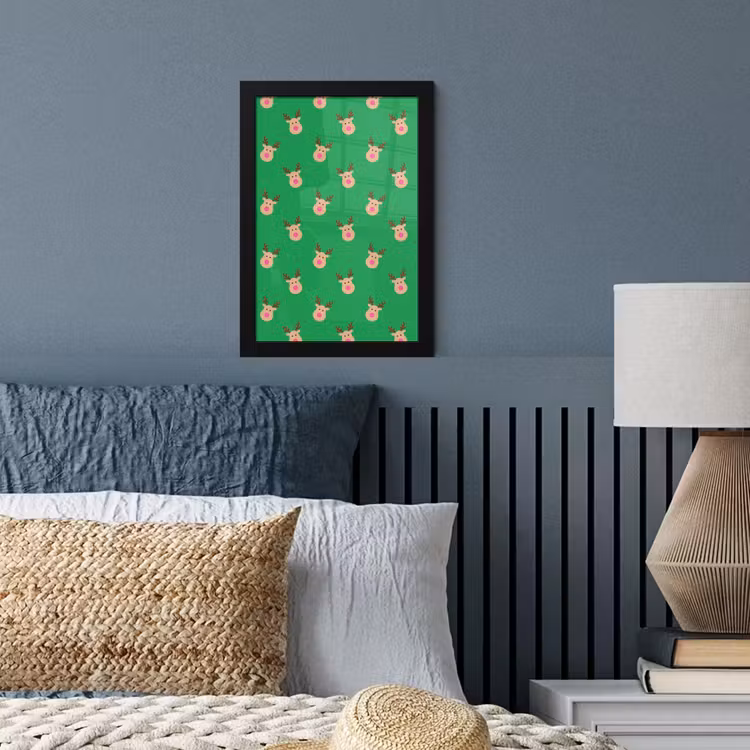 Poster met lijst - Rendieren - Kerst - Neon - Groen — 4