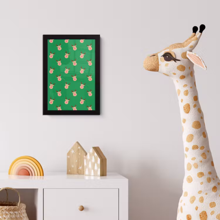 Poster met lijst - Rendieren - Kerst - Neon - Groen — 5