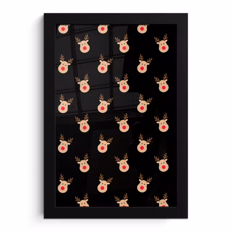 Poster met lijst - Rendieren - Kerst - Zwart — 1