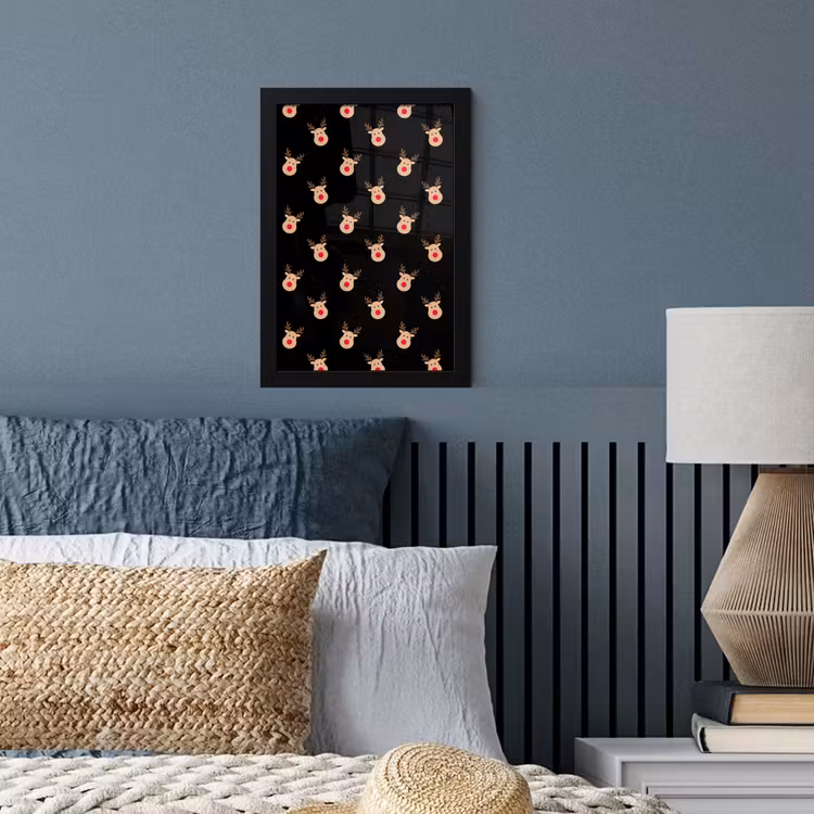 Poster met lijst - Rendieren - Kerst - Zwart — 4