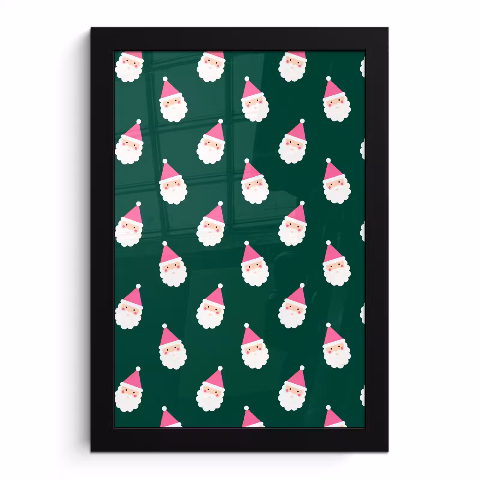 Poster met lijst - Kerstman - Kerst - Groen - Roze — 1