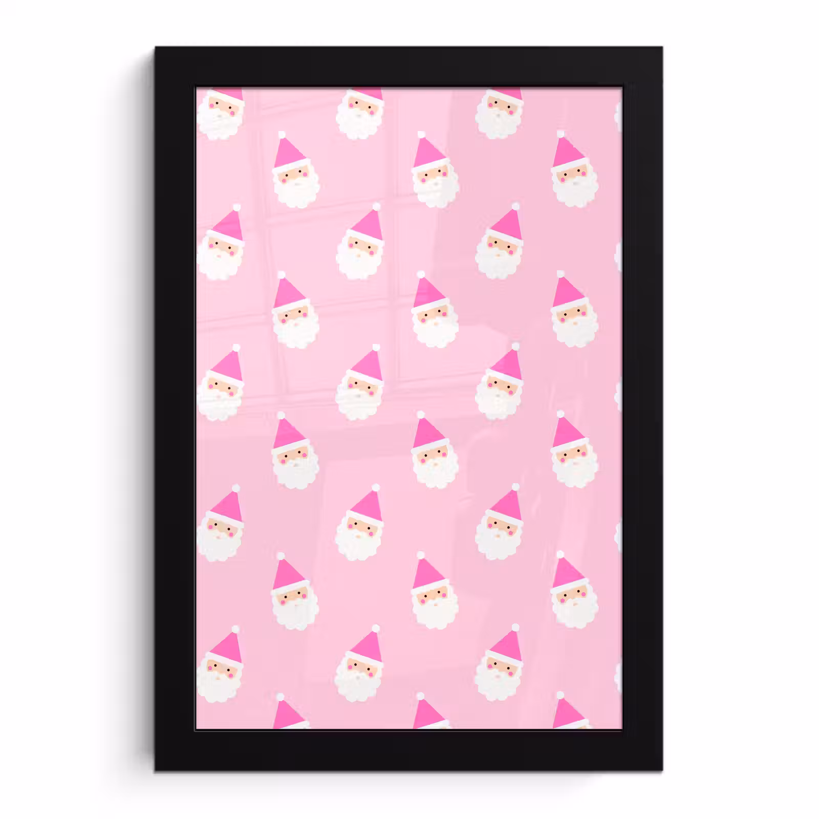 Poster met lijst - Kerstman - Kerst - Roze - Pastel — 1