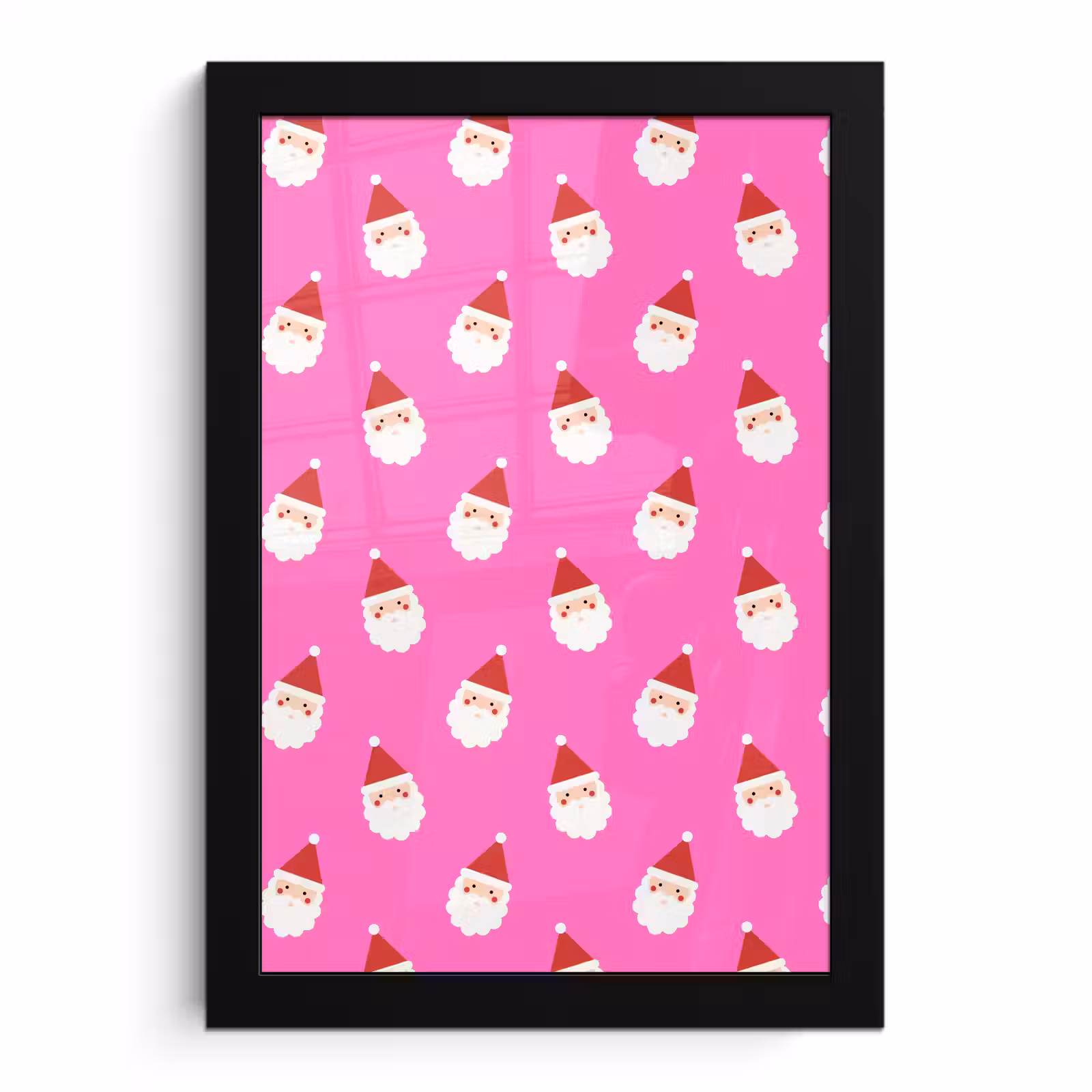 Poster met lijst - Kerstman - Kerst - Roze - Rood — 1