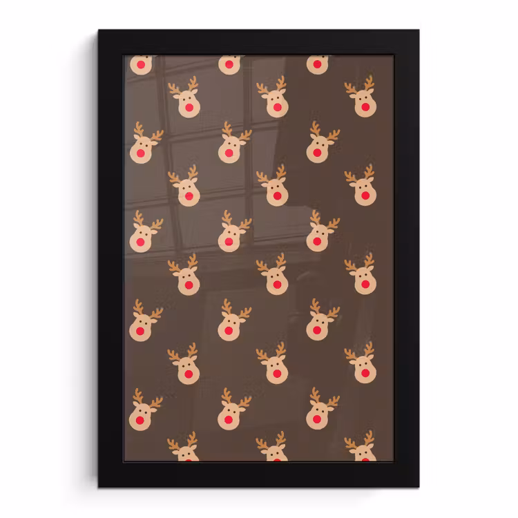 Poster met lijst - Kerst - Rendieren - Bruin — 1