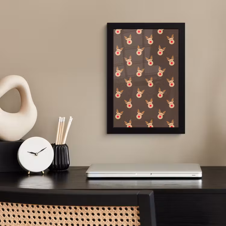 Poster met lijst - Kerst - Rendieren - Bruin — 3