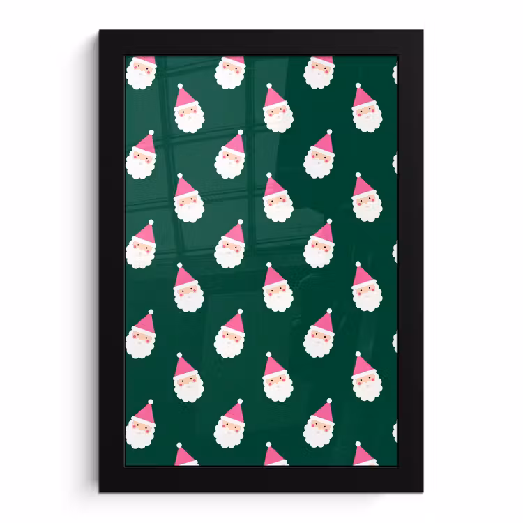 Poster met lijst - Kerstman - Kerst - Groen - Roze — 1