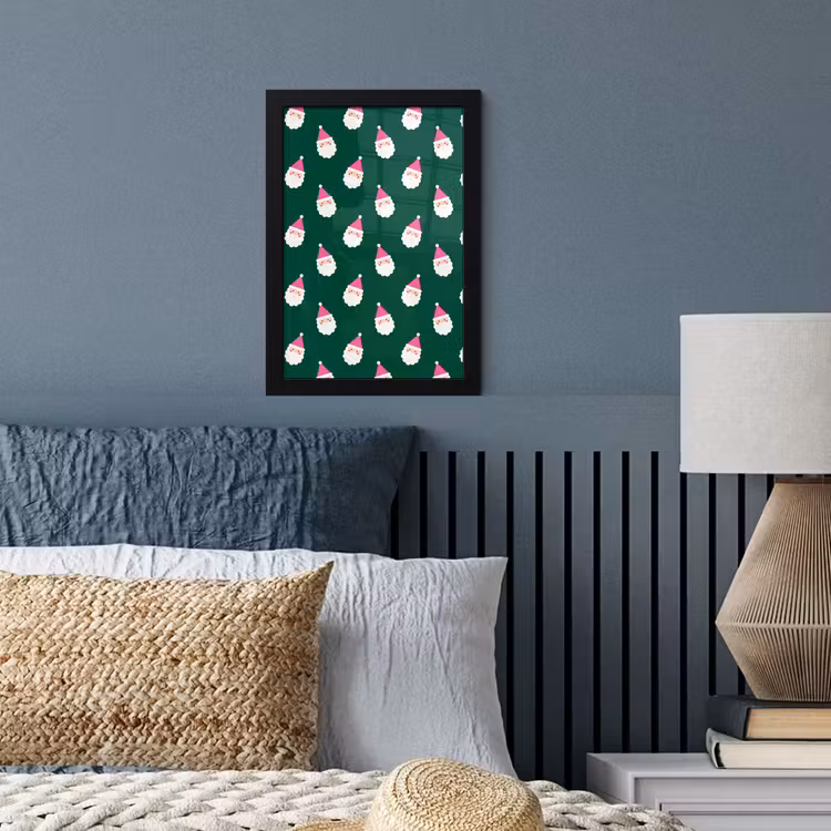Poster met lijst - Kerstman - Kerst - Groen - Roze — 4
