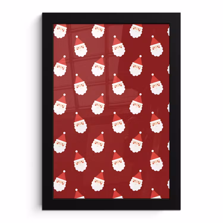 Poster met lijst - Kerstman - Kerst - Rood — 1