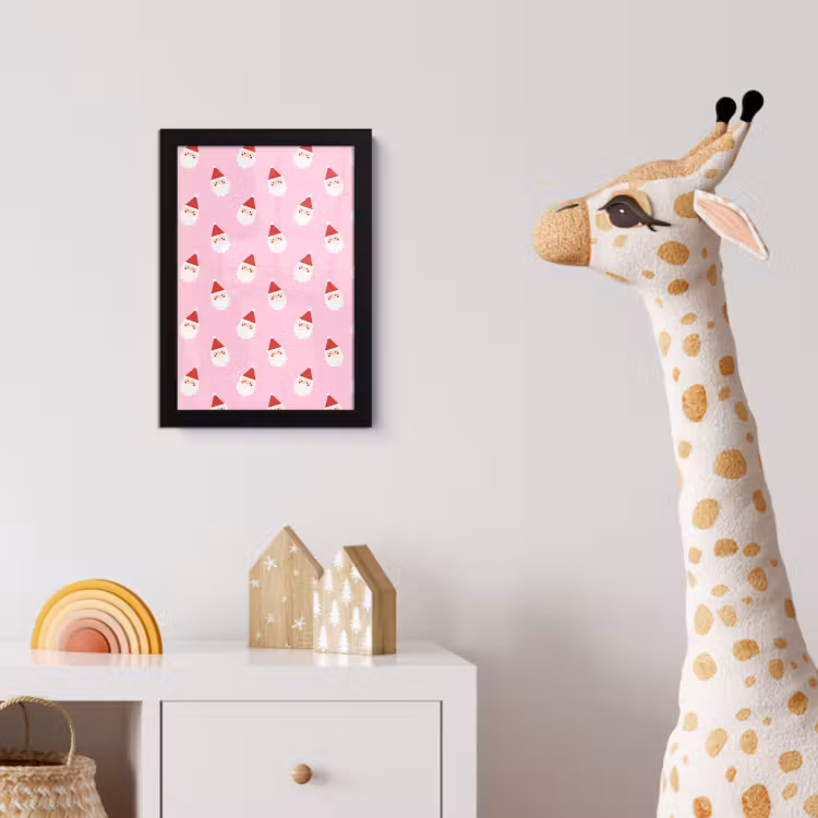 Poster met lijst - Kerstman - Kerst - Roze — 5