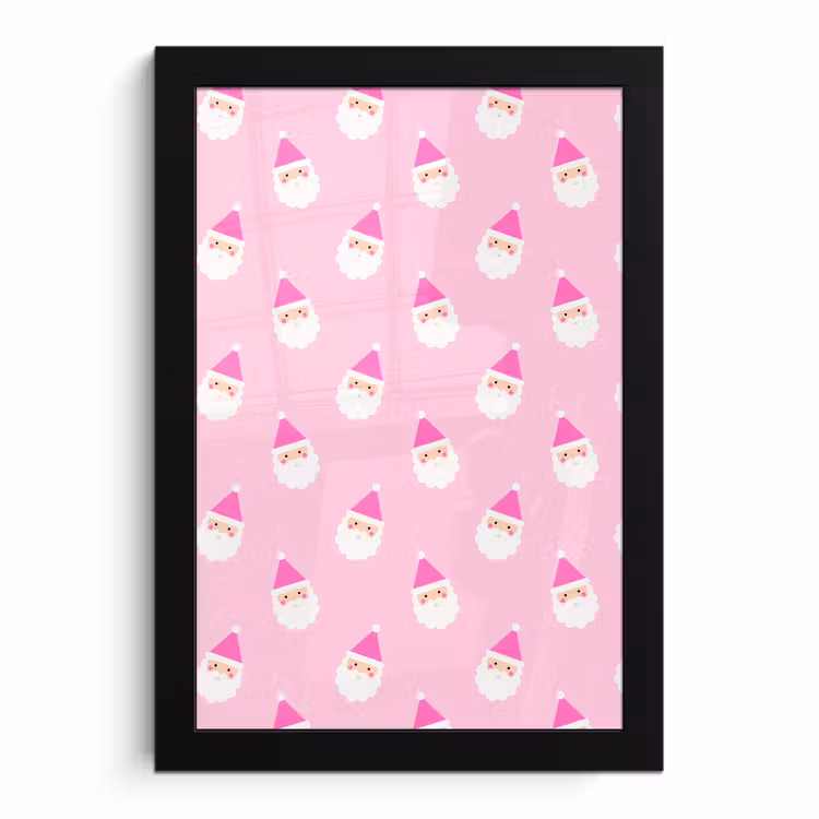 Poster met lijst - Kerstman - Kerst - Roze - Pastel — 1